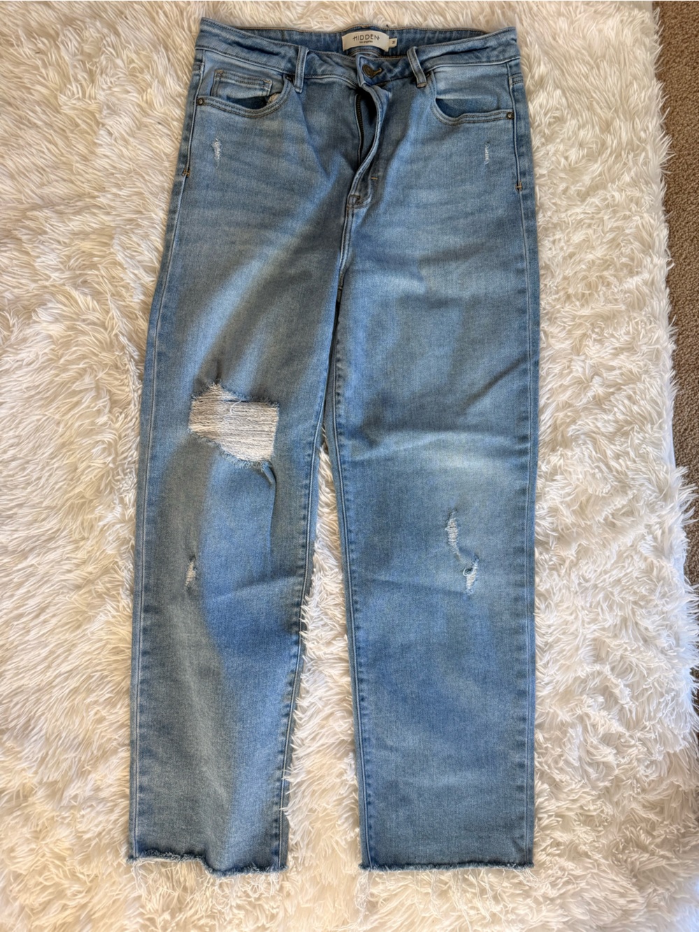 Light Blue Distressed Women’s Jeans - Hidden